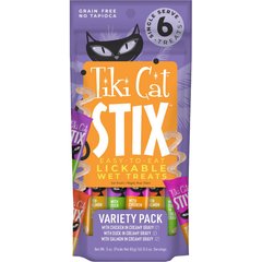 Tiki Cat Stix Variety Pouch Grain-Free Wet Cat Treat, 0.5-oz pouch, pack of 6