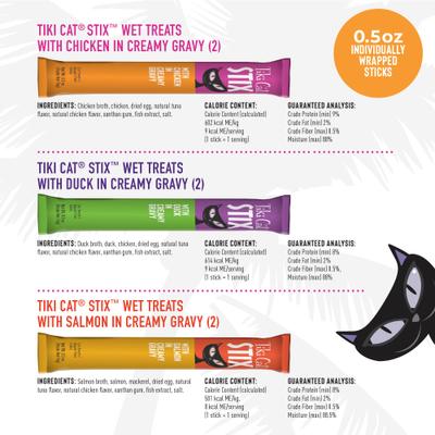 Show full view: Tiki Cat Stix Variety Pouch Grain-Free Wet Cat Treat, 0.5-oz pouch, pack of 6 slide 3 of 10
