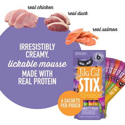 Show full view: Tiki Cat Stix Variety Pouch Grain-Free Wet Cat Treat, 0.5-oz pouch, pack of 6 slide 4 of 10