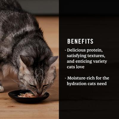 Show full view: Tiki Cat Velvet Mousse Variety Pack Grain-Free Wet Cat Food, 2.8-oz pouch, case of 12 + American Journey Landmark Broths Tuna, Shrimp & Whitefish Recipe Wet Cat Food Complement Pouches, 1.4-oz case of 16 slide 9 of 9