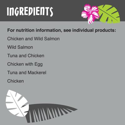 Show full view: Tiki Cat Velvet Mousse Variety Pack Grain-Free Wet Cat Food, 2.8-oz pouch, case of 12 + Tiki Cat Broths Variety Pack Grain-free Wet Cat Food Topper, 1.3-oz pouch, case of 12 slide 8 of 10