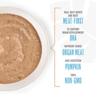 Show full view: Tiki Dog Baby Mousse for Puppies Grain-Free, Beef, Beef Liver & Pumpkin Recipe Wet Dog Food, 3-oz pouch, case of 12 slide 8 of 9