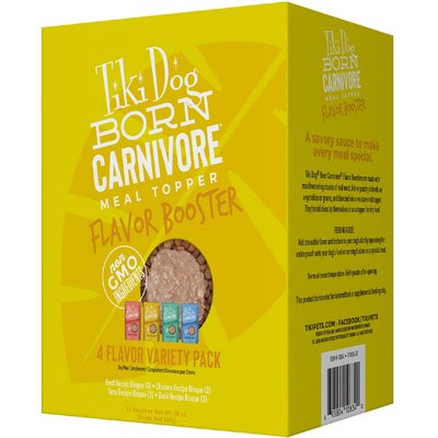 Tiki Dog Tiki Dog Born Carnivore Flavor Booster Bisque Variety Pack Non-GMO Wet Dog Food Topper, 1.5-oz pouch, case of 12