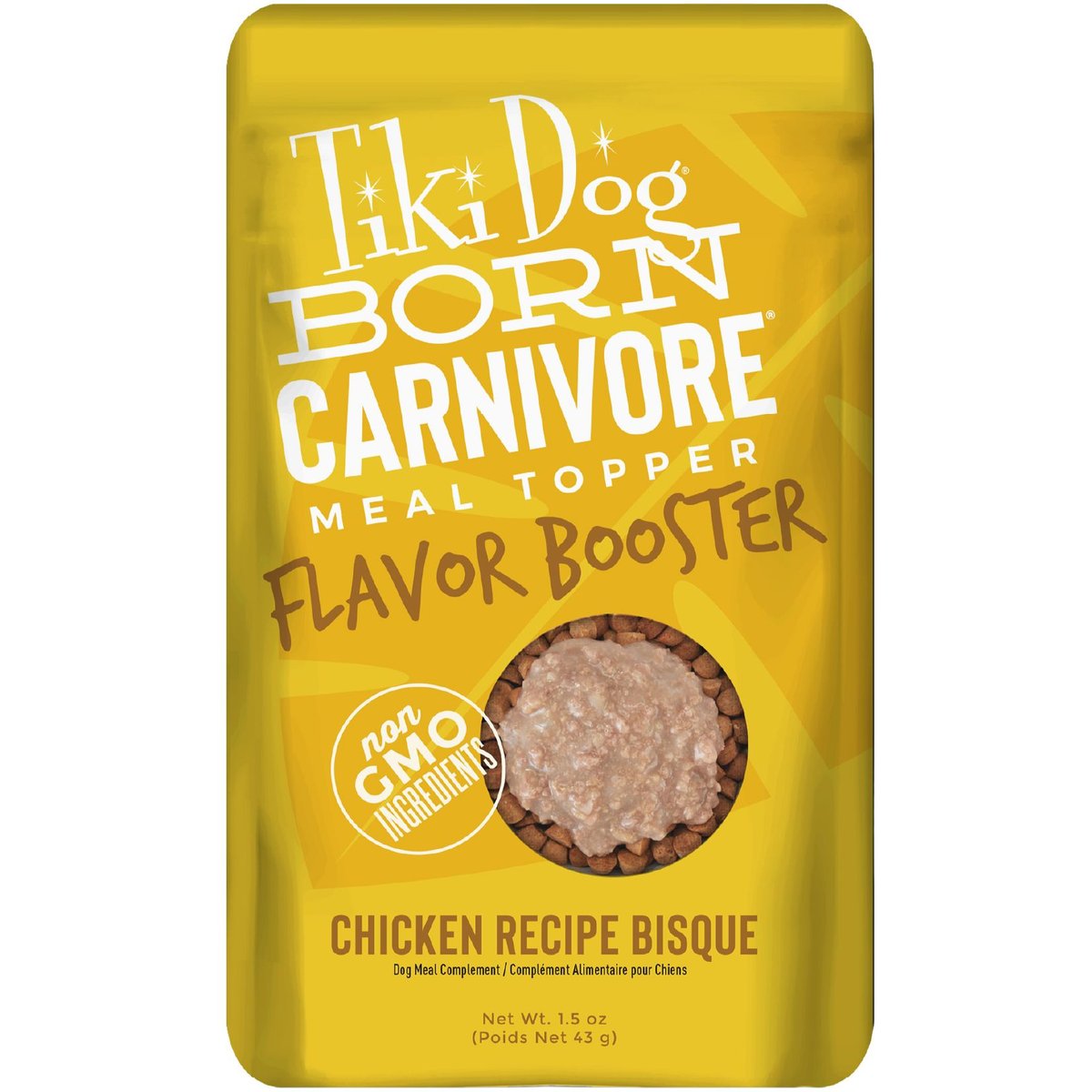 Tiki Dog Born Carnivore Flavor Booster Chicken Bisque Non-GMO Wet Dog Food Topper, 1.5-oz pouch, case of 12
