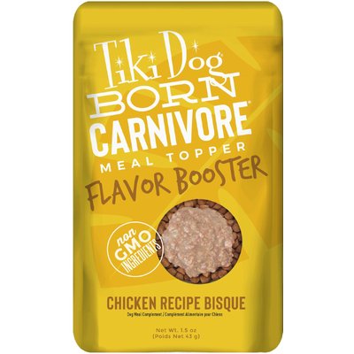 Tiki Dog Tiki Dog Born Carnivore Flavor Booster Chicken Bisque Non-GMO Wet Dog Food Topper, 1.5-oz pouch, case of 12