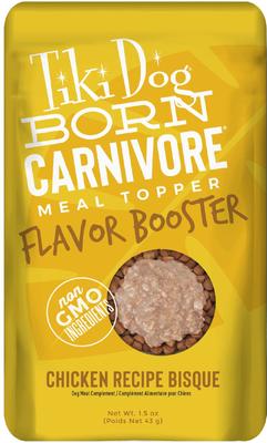 Show full view: Tiki Dog Born Carnivore Flavor Booster Chicken Bisque Non-GMO Wet Dog Food Topper, 1.5-oz pouch, case of 12 slide 1 of 11