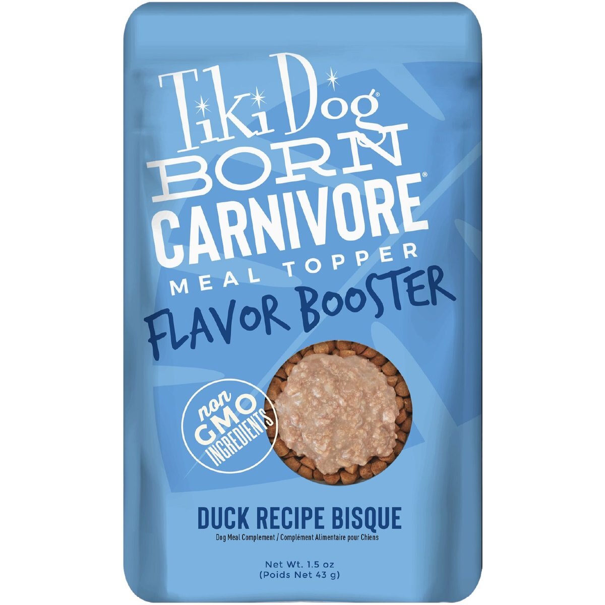 Tiki Dog Born Carnivore Flavor Booster Duck Bisque Non-GMO Wet Dog Food Topper, 1.5-oz pouch, case of 12