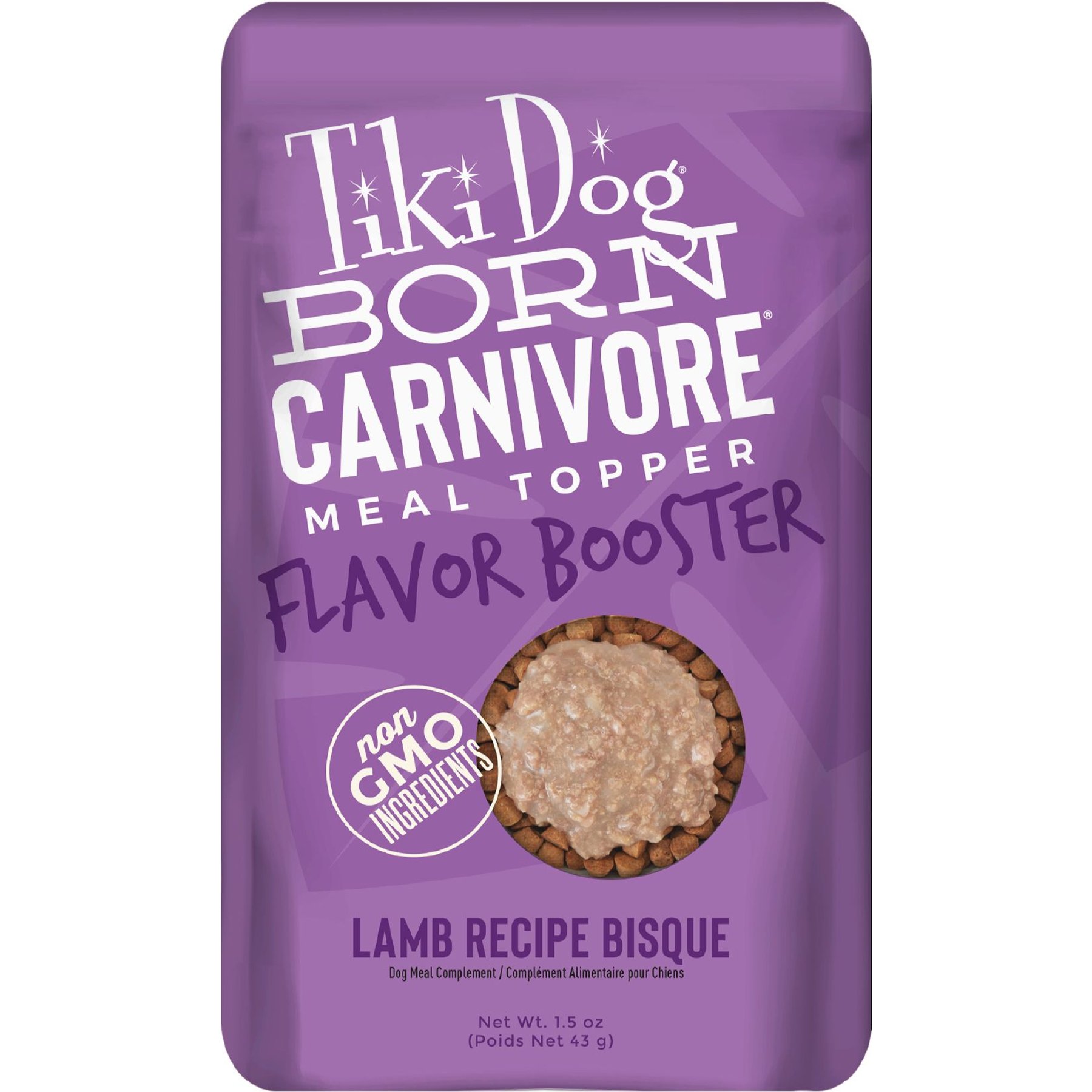 Tiki Dog Born Carnivore Flavor Booster Lamb Bisque Non-GMO Wet Dog Food Topper, 1.5-oz pouch, case of 12