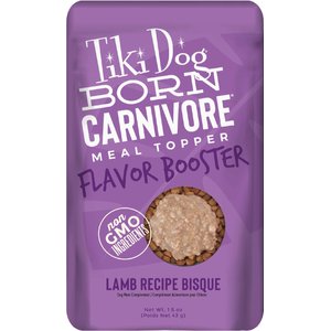 Tiki Dog Born Carnivore Flavor Booster Lamb Bisque Non-GMO Wet Dog Food Topper, 1.5-oz pouch, case of 12