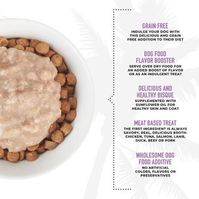 Show full view: Tiki Dog Born Carnivore Flavor Booster Lamb Bisque Non-GMO Wet Dog Food Topper, 1.5-oz pouch, case of 12 slide 6 of 11