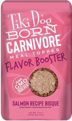 Tiki Dog Born Carnivore Flavor Booster Salmon Bisque Non-GMO Wet Dog Food Topper, 1.5-oz pouch, case of 12