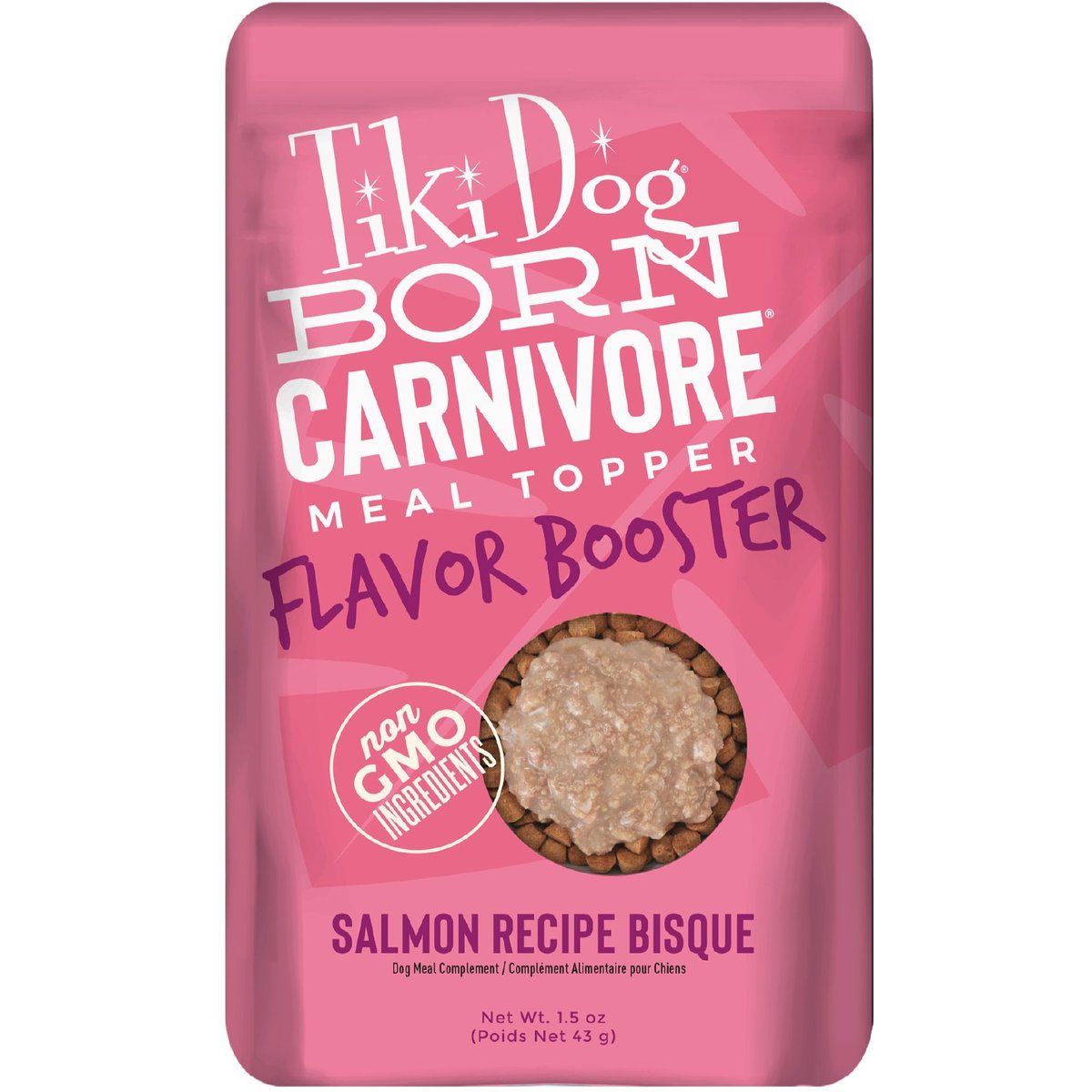 Tiki Dog Born Carnivore Flavor Booster Salmon Bisque Non-GMO Wet Dog Food Topper, 1.5-oz pouch, case of 12