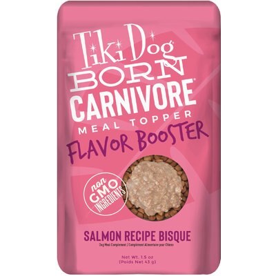 Tiki Dog Tiki Dog Born Carnivore Flavor Booster Salmon Bisque Non-GMO Wet Dog Food Topper, 1.5-oz pouch, case of 12