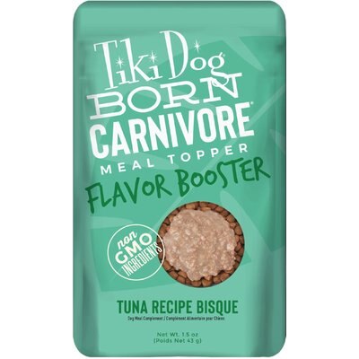 Tiki Dog Tiki Dog Born Carnivore Flavor Booster Tuna Bisque Non-GMO Wet Dog Food Topper, 1.5-oz pouch, case of 12