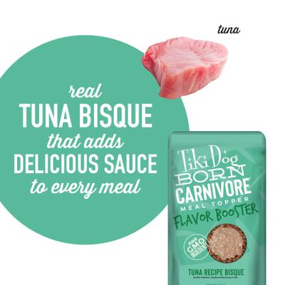 Show full view: Tiki Dog Born Carnivore Flavor Booster Tuna Bisque Non-GMO Wet Dog Food Topper, 1.5-oz pouch, case of 12 slide 6 of 11
