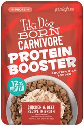 Tiki Dog Born Carnivore Protein Booster Chicken & Beef Recipe in Broth Grain-Free Dog Food Topper, 2.1-oz pouch, case of 12