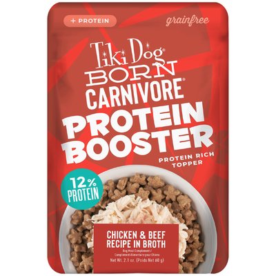 Tiki Dog Tiki Dog Born Carnivore Protein Booster Chicken & Beef Recipe in Broth Grain-Free Dog Food Topper, 2.1-oz pouch, case of 12