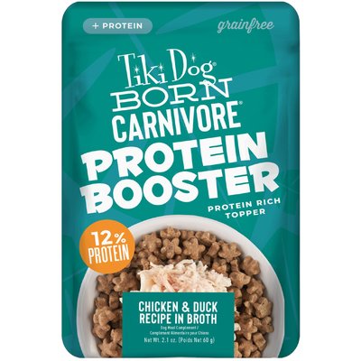 Tiki Dog Tiki Dog Born Carnivore Protein Booster Chicken & Duck Recipe in Broth Grain-Free Dog Food Topper, 2.1-oz pouch, case of 12