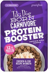 Tiki Dog Born Carnivore Protein Booster Chicken & Egg Recipe in Broth Grain-Free Dog Food Topper, 2.1-oz pouch, case of 12