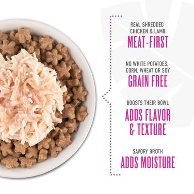 Show full view: Tiki Dog Born Carnivore Protein Booster Chicken & Lamb Recipe in Broth Grain-Free Dog Food Topper, 2.1-oz pouch, case of 12 slide 8 of 9