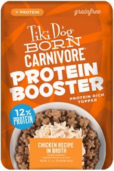 Tiki Dog Born Carnivore Protein Booster Chicken Recipe in Broth Grain-Free Dog Food Topper, 2.1-oz pouch, case of 12
