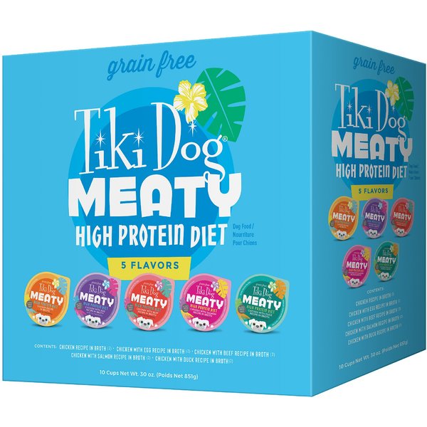 Tiki Dog Meaty Variety Pack Grain-Free Shredded Boxed Wet Dog Food, 12-oz, case of 8