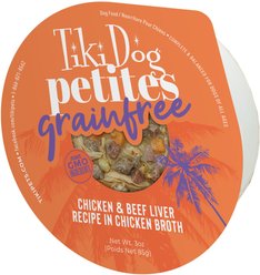 Tiki Dog Petites Grain-Free Chicken & Beef Liver Wet Dog Food, 3-oz cup, case of 4