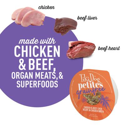 Show full view: Tiki Dog Petites Grain-Free Chicken & Beef Liver Wet Dog Food, 3-oz cup, case of 4 slide 4 of 7