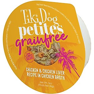 Tiki Dog Petites Grain-Free Chicken & Chicken Liver Wet Dog Food, 3-oz cup, case of 4