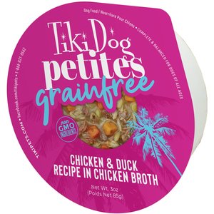 Tiki Dog Petites Grain-Free Chicken & Duck Wet Dog Food, 3-oz cup, case of 4