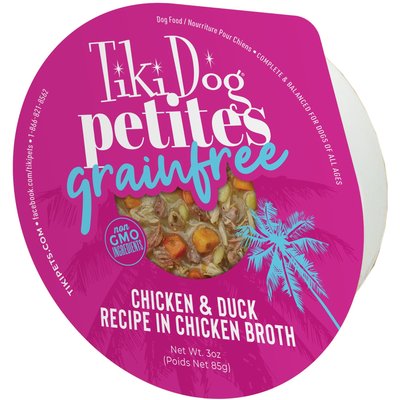 Tiki Dog Tiki Dog Petites Grain-Free Chicken & Duck Wet Dog Food, 3-oz cup, case of 4