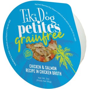 Tiki Dog Petites Grain-Free Chicken & Salmon Wet Dog Food, 3-oz cup, case of 4