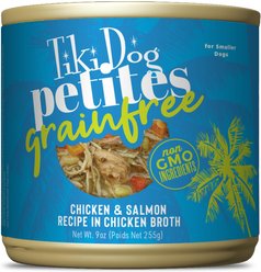 Tiki Dog Petites Grain-Free Chicken & Salmon Wet Dog Food, 9-oz can, case of 8