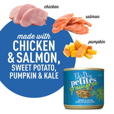 Show full view: Tiki Dog Petites Grain-Free Chicken & Salmon Wet Dog Food, 9-oz can, case of 8 slide 5 of 11