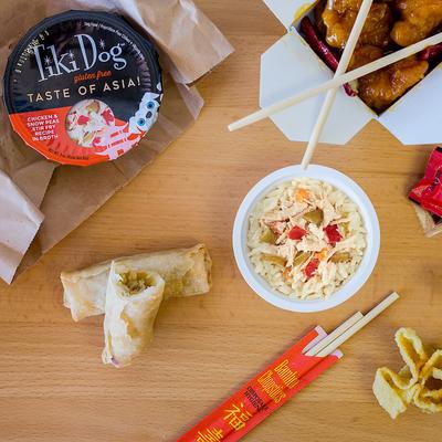 Show full view: Tiki Dog Taste of the World Asia Gluten-Free Chicken & Snow Peas Stir Fry Recipe Wet Dog Food, 3-oz cup, case of 4 slide 8 of 11