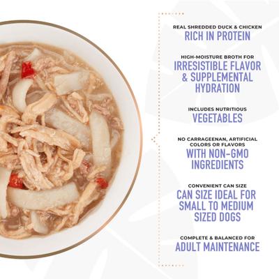 Show full view: Tiki Dog Taste of the World Asia NON GMO Peking Duck with Duck in Broth Wet Dog Food, 9-oz can, case of 8 slide 6 of 7