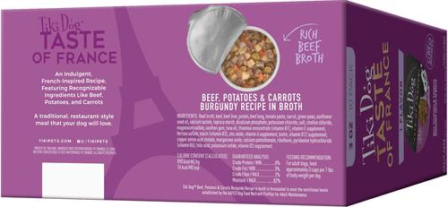 Show full view: Tiki Dog Taste of the World France Grain-Free Beef, Potatoes & Carrots Burgundy Recipe Wet Dog Food, 3-oz cup, case of 10 slide 3 of 9