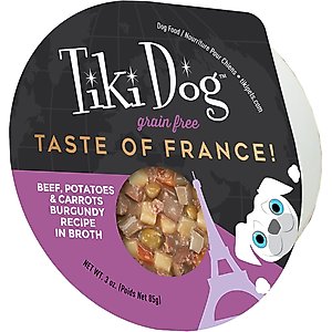 Tiki Dog Taste of the World France Grain-Free Beef, Potatoes & Carrots Burgundy Recipe Wet Dog Food, 3-oz cup, case of 4