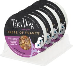 Tiki Dog Taste of the World France Grain-Free Beef, Potatoes & Carrots Burgundy Recipe Wet Dog Food, 3-oz cup, case of 4 slide 2 of 9