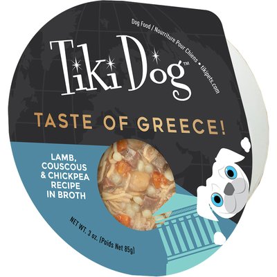 Tiki Dog Tiki Dog Taste of the World Greece Lamb, Couscous & Chickepea Recipe in Broth Wet Dog Food, 3-oz cup, case of 4