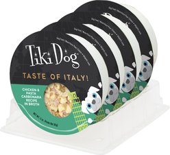 Tiki Dog Taste of the World Italy Chicken & Pasta Carbonara Recipe Wet Dog Food, 3-oz cup, case of 4 slide 2 of 9