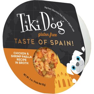 Tiki Dog Taste of the World Spain Gluten Free Chicken & Shrimp Paella Recipe Wet Dog Food, 3-oz cup, case of 4