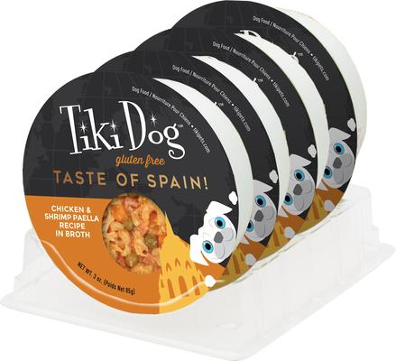 Show full view: Tiki Dog Taste of the World Spain Gluten Free Chicken & Shrimp Paella Recipe Wet Dog Food, 3-oz cup, case of 4 slide 3 of 11