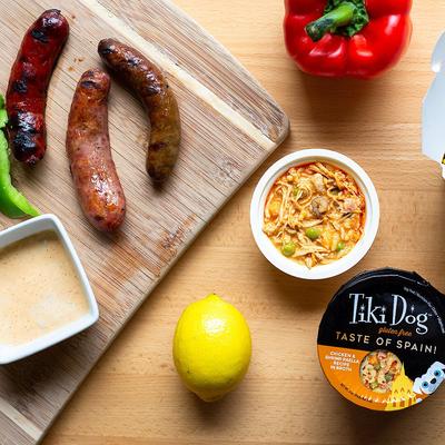 Show full view: Tiki Dog Taste of the World Spain Gluten Free Chicken & Shrimp Paella Recipe Wet Dog Food, 3-oz cup, case of 4 slide 8 of 11