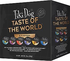 Tiki Dog Taste of the World Variety Pack NON GMO Wet Dog Food, 3-oz cup, case of 10