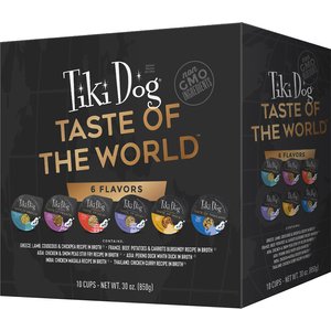 Tiki Dog Taste of the World Variety Pack NON GMO Wet Dog Food, 3-oz cup, case of 10