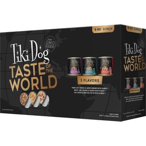 Tiki Dog Taste of the World Variety Pack NON GMO Wet Dog Food, 9-oz can, case of 8