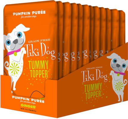 Show full view: Tiki Dog Tummy Topper Pumpkin & Ginger Puree Grain-Free Wet Dog Food Topper, 1.5-oz pouch, case of 12 slide 4 of 11