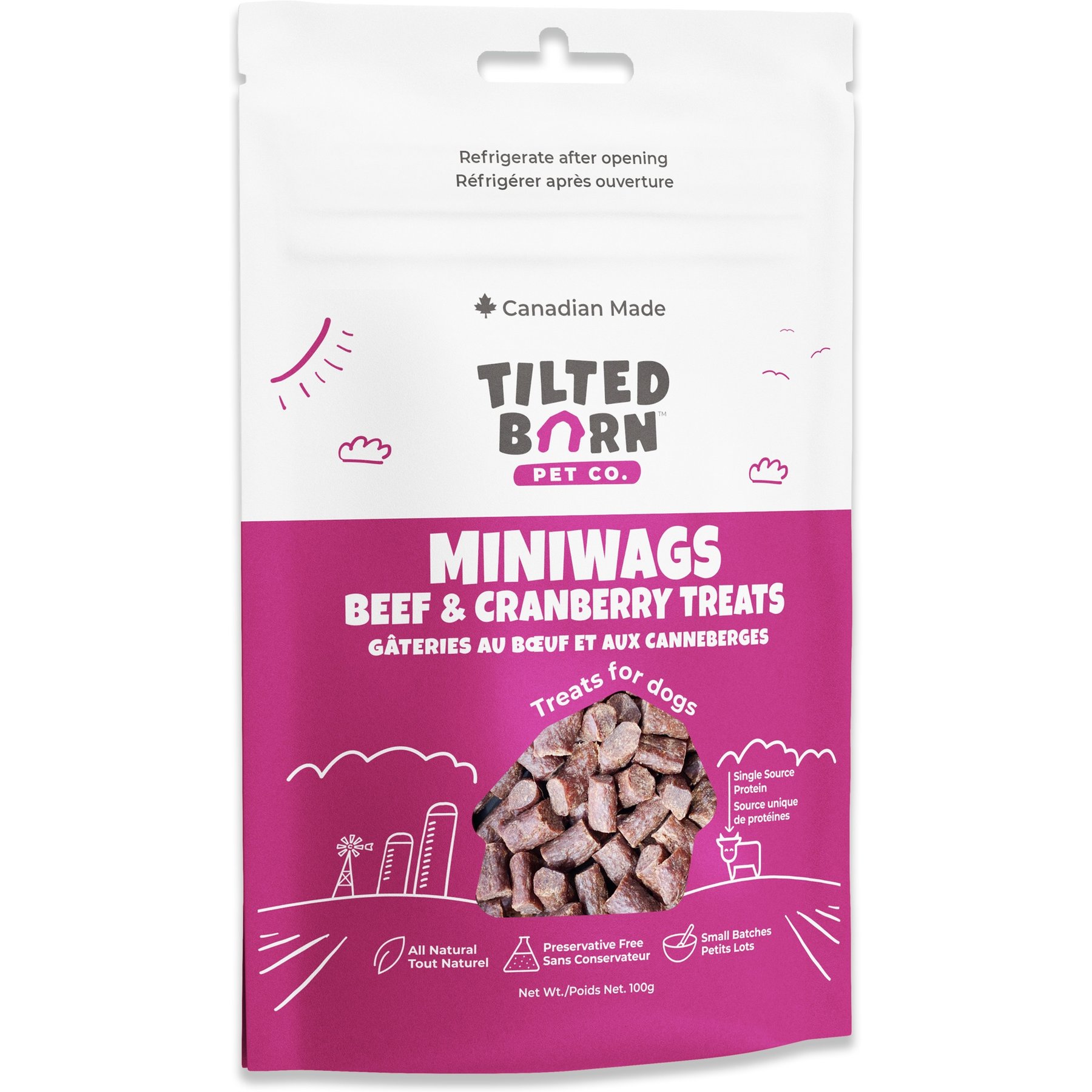 Tilted Barn Pet Company Miniwags Beef & Cranberry Recipe Jerky Dog Treats, 3.53-oz bag