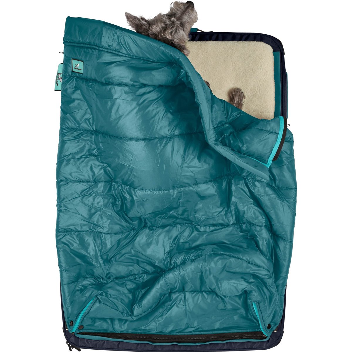 Timberdog Ruffrest Orthopedic Ultimate Travel Cat & Dog Bed with Removable Cover, Orion Blue/Tangerine/Teal, Large